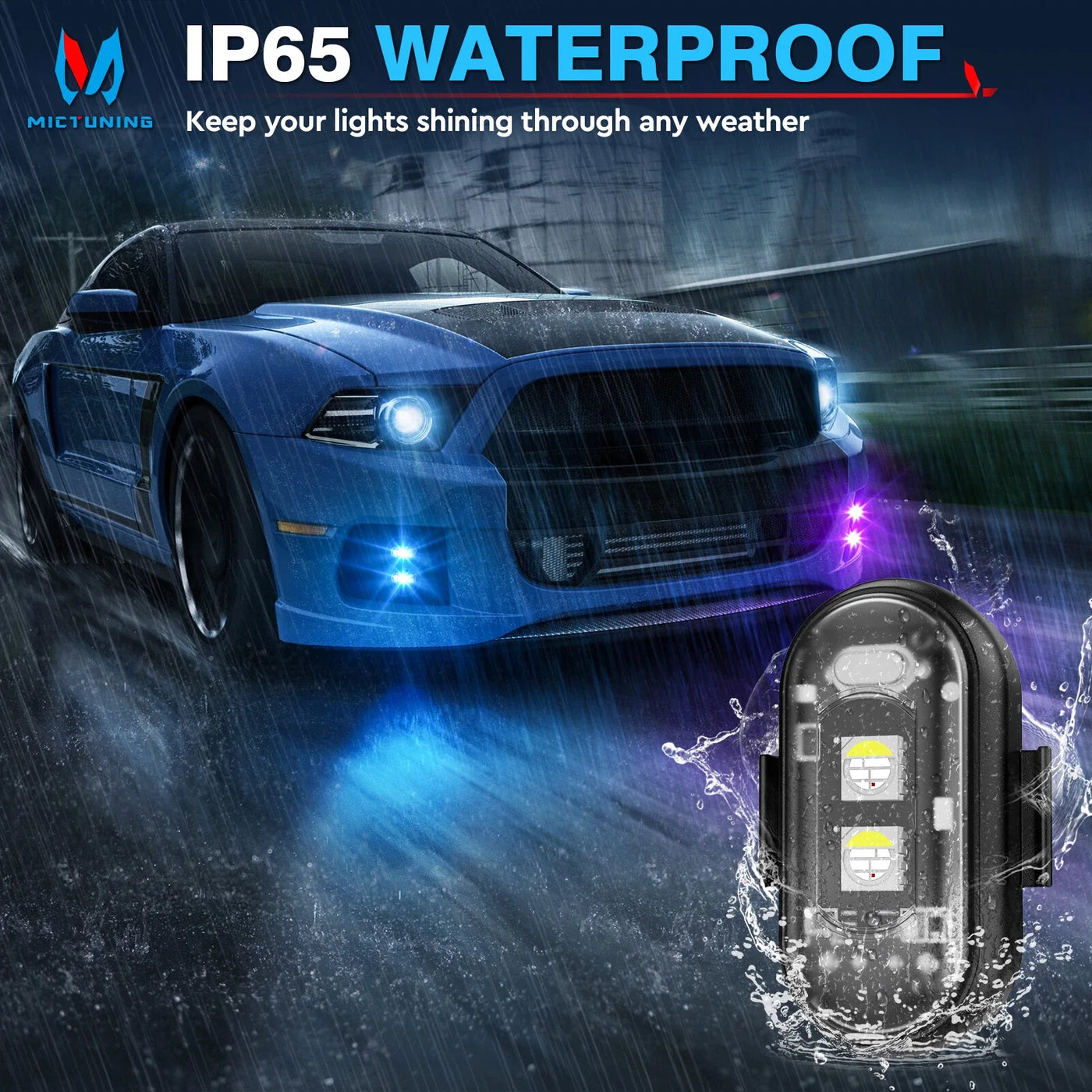 Pack of 2 LED Car Strobe Lights with Remote